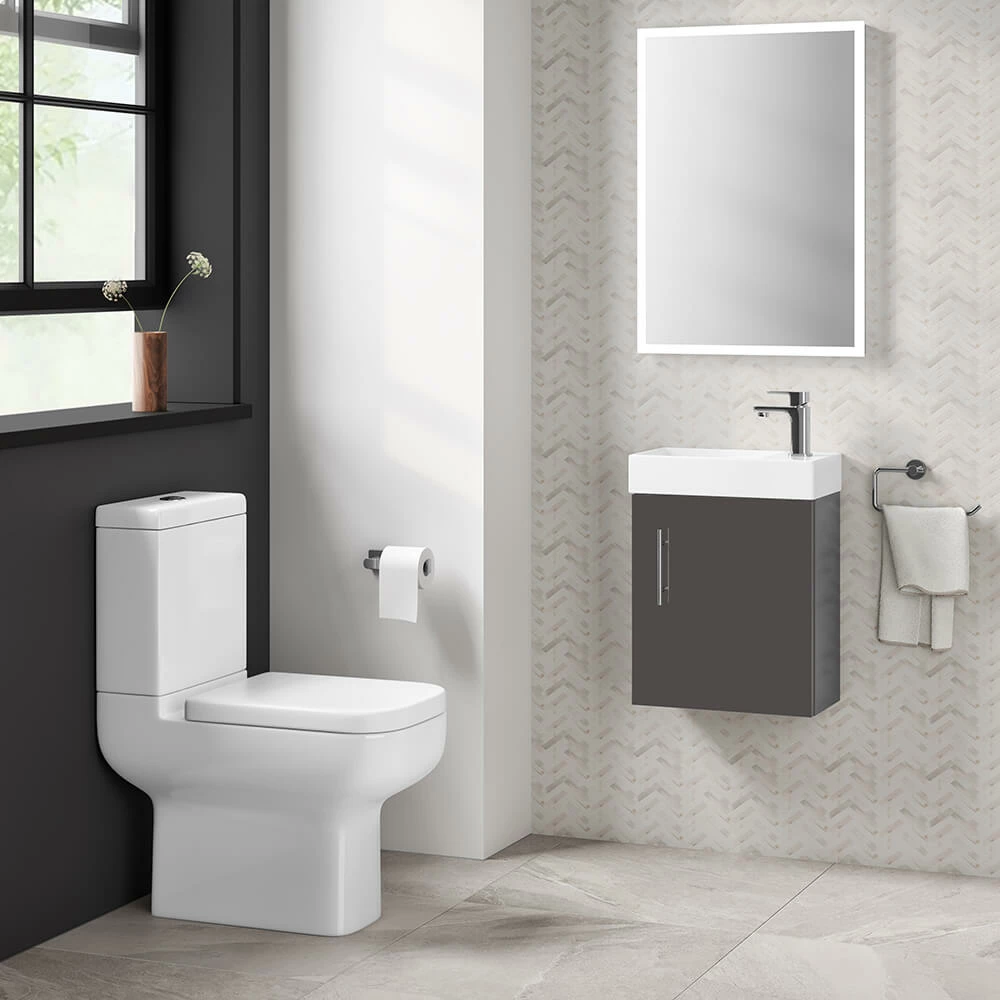 Minnie 400mm Wall Mounted Cloakroom Vanity Unit & Basin - Gloss Grey 5 Minnie 400mm Wall Mounted Cloakroom Vanity Unit & Basin - Gloss Grey - Image 3