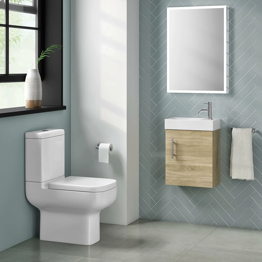 Minnie 400mm Wall Mounted Cloakroom Vanity Unit & Basin - Natural Oak 5 Minnie 400mm Wall Mounted Cloakroom Vanity Unit & Basin - Natural Oak - Image 3