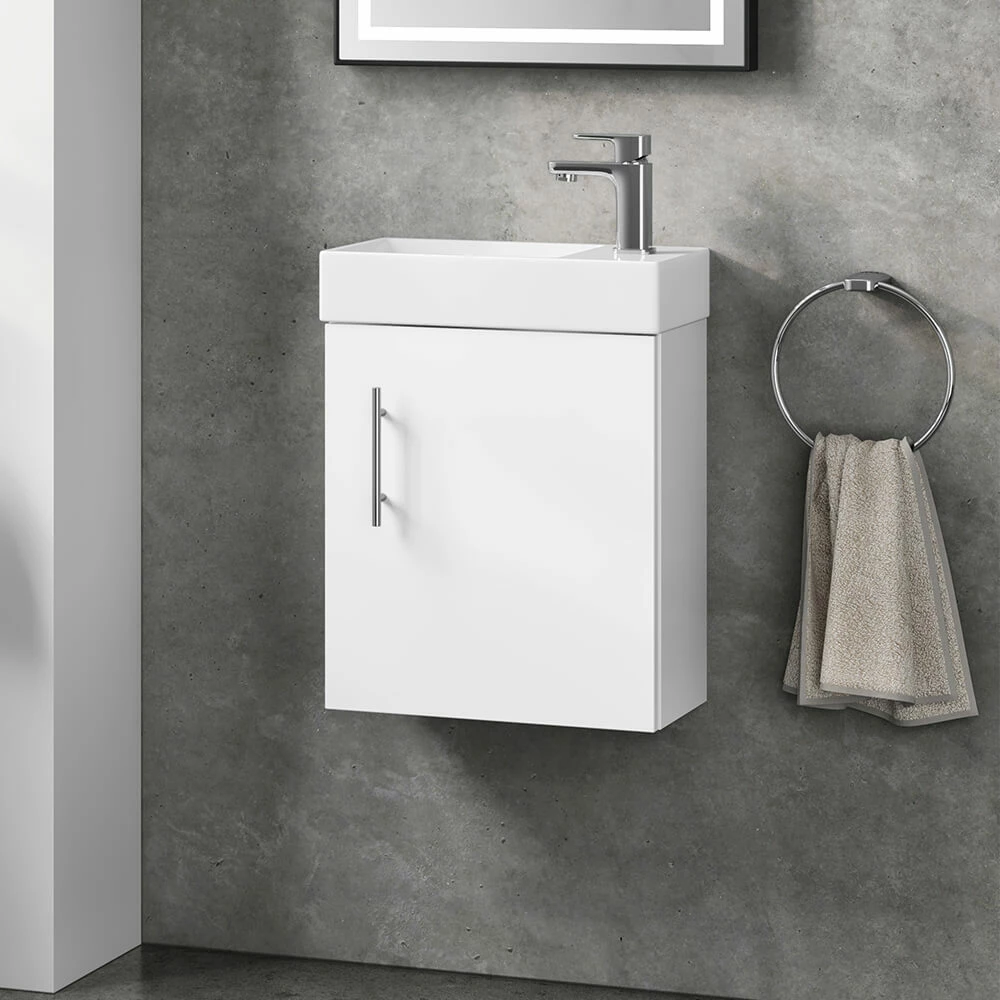 Minnie 400mm Wall Mounted Cloakroom Vanity Unit & Basin - Gloss White 3 Minnie 400mm Wall Mounted Cloakroom Vanity Unit & Basin - Gloss White