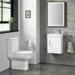 Minnie 400mm Wall Mounted Cloakroom Vanity Unit & Basin - Gloss White 8 Minnie 400mm Wall Mounted Cloakroom Vanity Unit & Basin - Gloss White -TAP WAREHOUSE Shop minnie 400mm wall mounted cloakroom unit white gloss lifestyle2