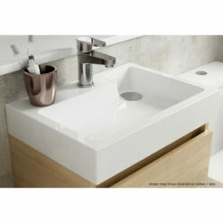 Minnie 500mm Wall Mounted 1 Door Vanity Unit & Polymarble Basin - Gloss White -TAP WAREHOUSE Shop minnie closeup5B15D