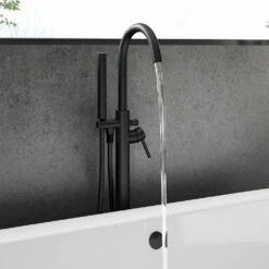 Harbour Clarity Matt Black Floorstanding Bath Shower Mixer & Shower Kit