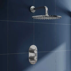 Natasha Concealed Thermostatic Shower Valve & ABS Fixed Shower Head - 150mm Ceiling Shower Arm