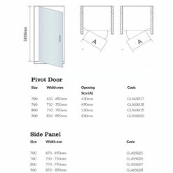 Harbour I6 Easy Clean 6mm Pivot 700mm Shower Door & 700mm Side Panel 23 Harbour I6 Easy Clean 6mm Pivot 700mm Shower Door & 700mm Side Panel -TAP WAREHOUSE Shop new pivotdoorandpanel tech
