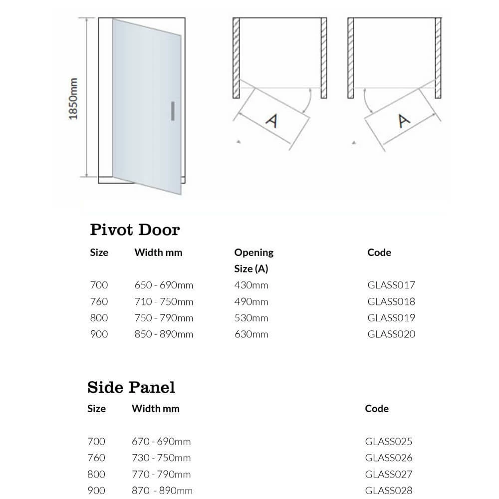 Harbour I6 Easy Clean 6mm Pivot 700mm Shower Door & 700mm Side Panel 13 Harbour I6 Easy Clean 6mm Pivot 700mm Shower Door & 700mm Side Panel - Image 11