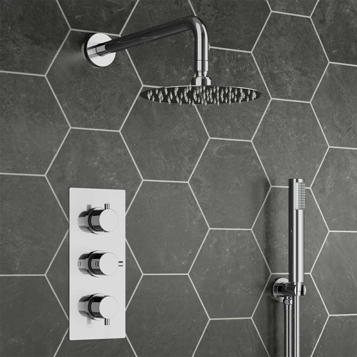 Nina Concealed Shower Valve, 300mm Head & Handset - 300mm Wall Arm 3 Nina Concealed Shower Valve, 300mm Head & Handset - 300mm Wall Arm