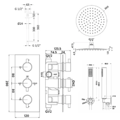 Nina Concealed Shower Valve, 300mm Head & Handset - 300mm Wall Arm 15 Nina Concealed Shower Valve, 300mm Head & Handset - 300mm Wall Arm -TAP WAREHOUSE Shop nina shower valve 200 fixed head handset tech