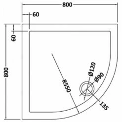 Drench MineralStone Low Profile Quadrant & Offset Quadrant Shower Tray - 1000 X 900 - Left Hand -TAP WAREHOUSE Shop ntp105 spec