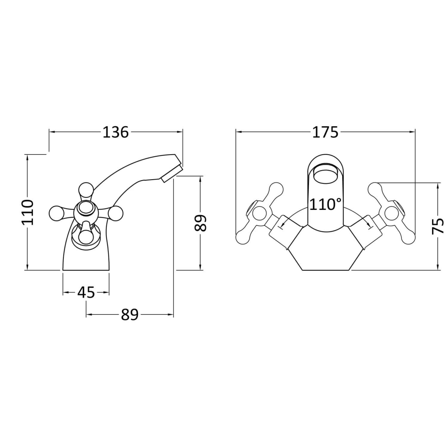 Nuie Viscount Crosshead Mono Basin Mixer With Click-Clack Waste 6 Nuie Viscount Crosshead Mono Basin Mixer With Click-Clack Waste - Image 4