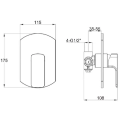 Vellamo Panache Bath Overflow Filler With Concealed Valve 9 Vellamo Panache Bath Overflow Filler With Concealed Valve -TAP WAREHOUSE Shop panache overflow filler tech drawing