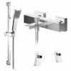 Parker Deck Mounted Thermostatic Bath Shower Mixer & Slide Rail Kit -TAP WAREHOUSE Shop parker square bath shower thermostatic mixer deck legs and rail kit cutout