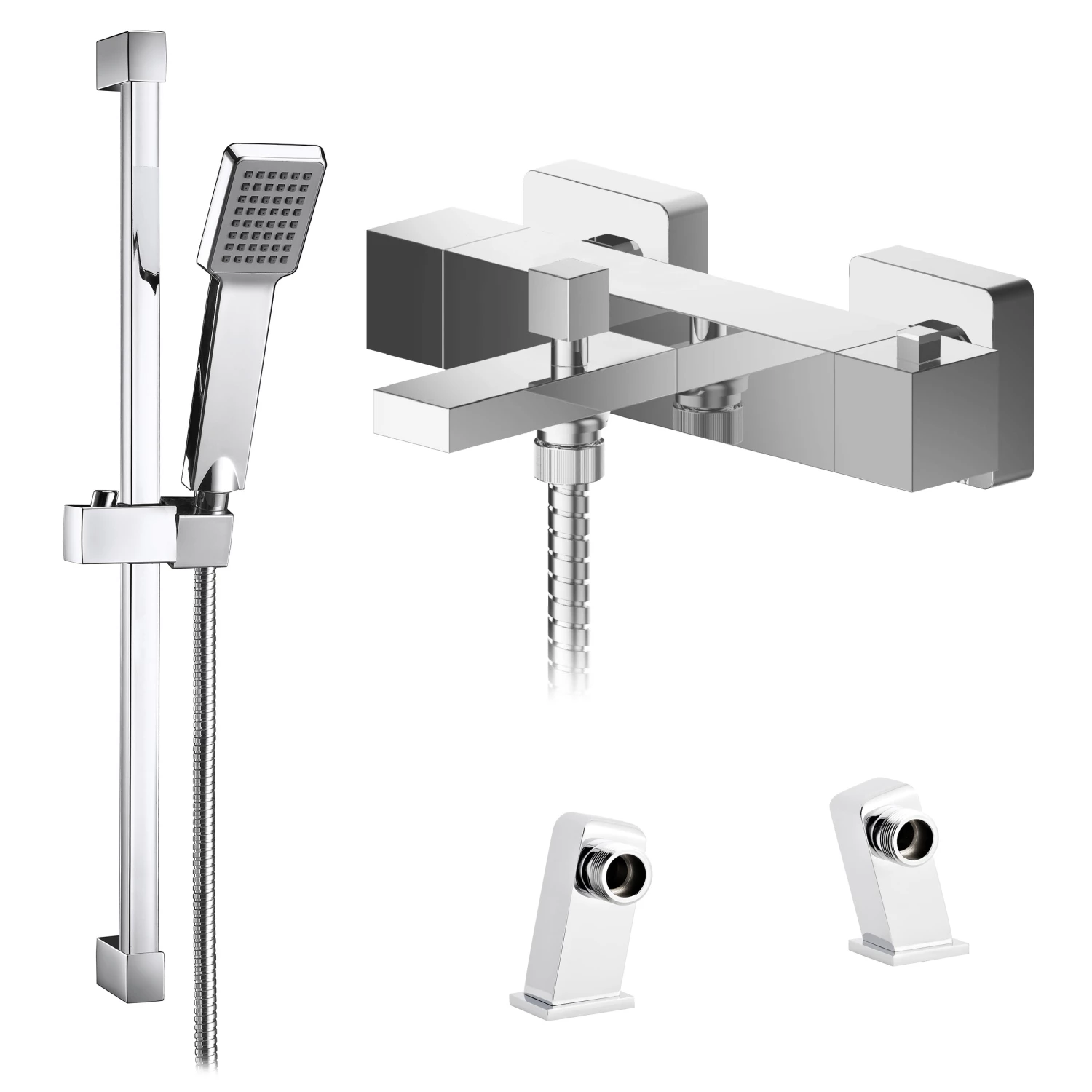 Parker Deck Mounted Thermostatic Bath Shower Mixer & Slide Rail Kit 3 Parker Deck Mounted Thermostatic Bath Shower Mixer & Slide Rail Kit