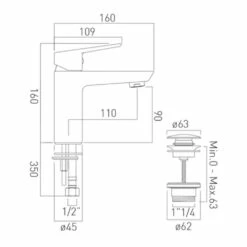 Vado Photon Single Lever Mono Basin Mixer With Clicker Waste -TAP WAREHOUSE Shop pho 100 cc c p tech