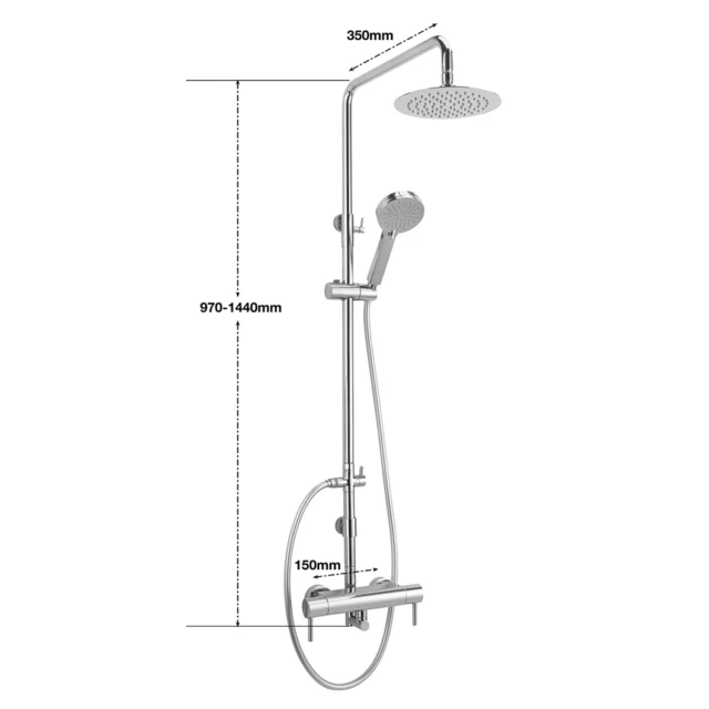 Sagittarius Piazza Exposed Thermostatic Shower Valve With Rigid Riser & Handset 4 Sagittarius Piazza Exposed Thermostatic Shower Valve With Rigid Riser & Handset - Image 2