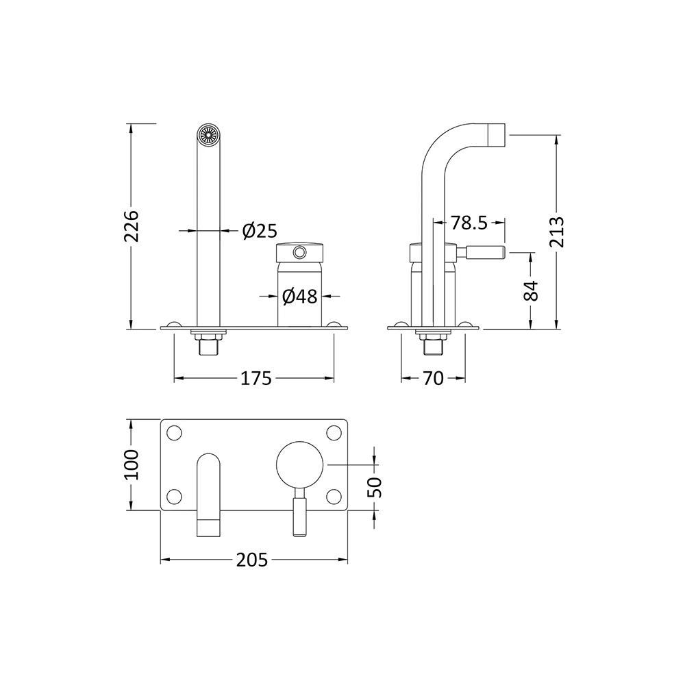 Hudson Reed Tec Lever Wall Mounted Bath/Basin Filler 5 Hudson Reed Tec Lever Wall Mounted Bath/Basin Filler - Image 3