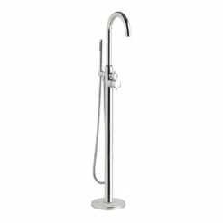 Hudson Reed Thermostatic Single Lever Floor Standing Bath Shower Mixer With Shower Handset And Hose