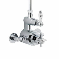 Nuie Traditional Twin Exposed Thermostatic Shower Valve & Rigid Riser Kit -TAP WAREHOUSE Shop premier ag302 valve