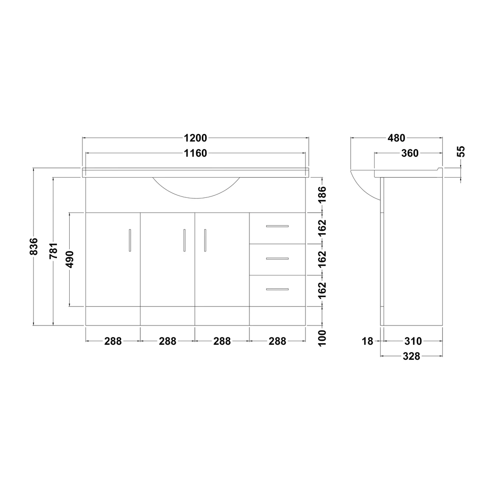 Vellamo Alpine 1200mm White Gloss Floor Standing Vanity Unit & Basin 8 Vellamo Alpine 1200mm White Gloss Floor Standing Vanity Unit & Basin - Image 6