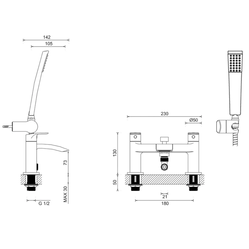 Proflow Tiera Waterfall Bath Shower Mixer With Shower Kit 4 Proflow Tiera Waterfall Bath Shower Mixer With Shower Kit - Image 2