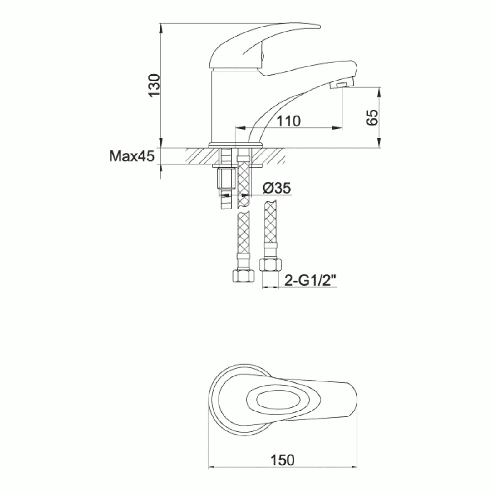 Pura DV8 Eco Mono Basin Mixer With Clicker Waste 4 Pura DV8 Eco Mono Basin Mixer With Clicker Waste - Image 2