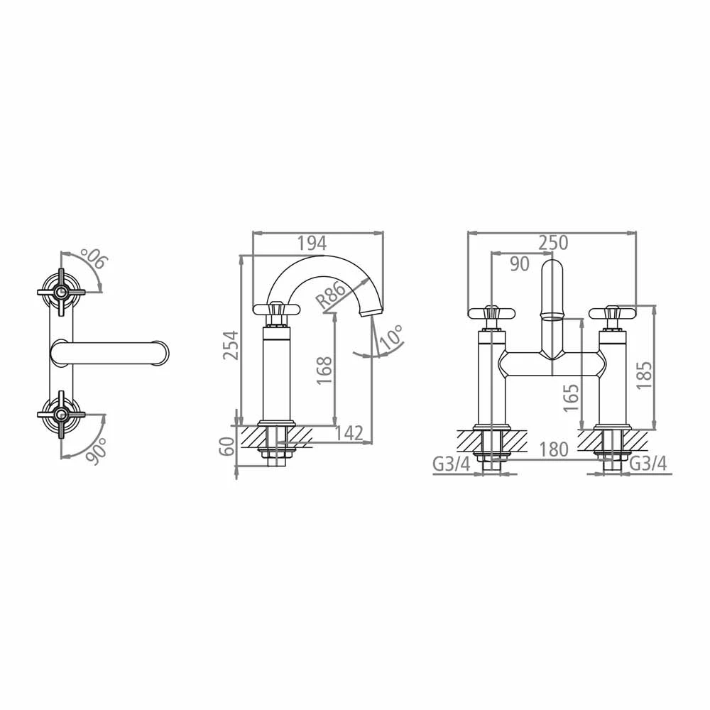Roper Rhodes Wessex Deck Mounted Bath Filler 4 Roper Rhodes Wessex Deck Mounted Bath Filler - Image 2