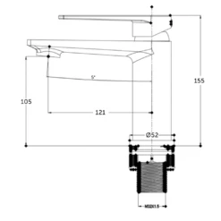 Sagittarius Bari Mono Basin Mixer With Sprung Waste -TAP WAREHOUSE Shop sagittarius bari mono basin mixer tech drawing