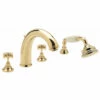 Sagittarius Churchman 4 Hole Bath Filler With Shower Kit - Gold -TAP WAREHOUSE Shop sagittarius churchman gold 4 hole bath filler