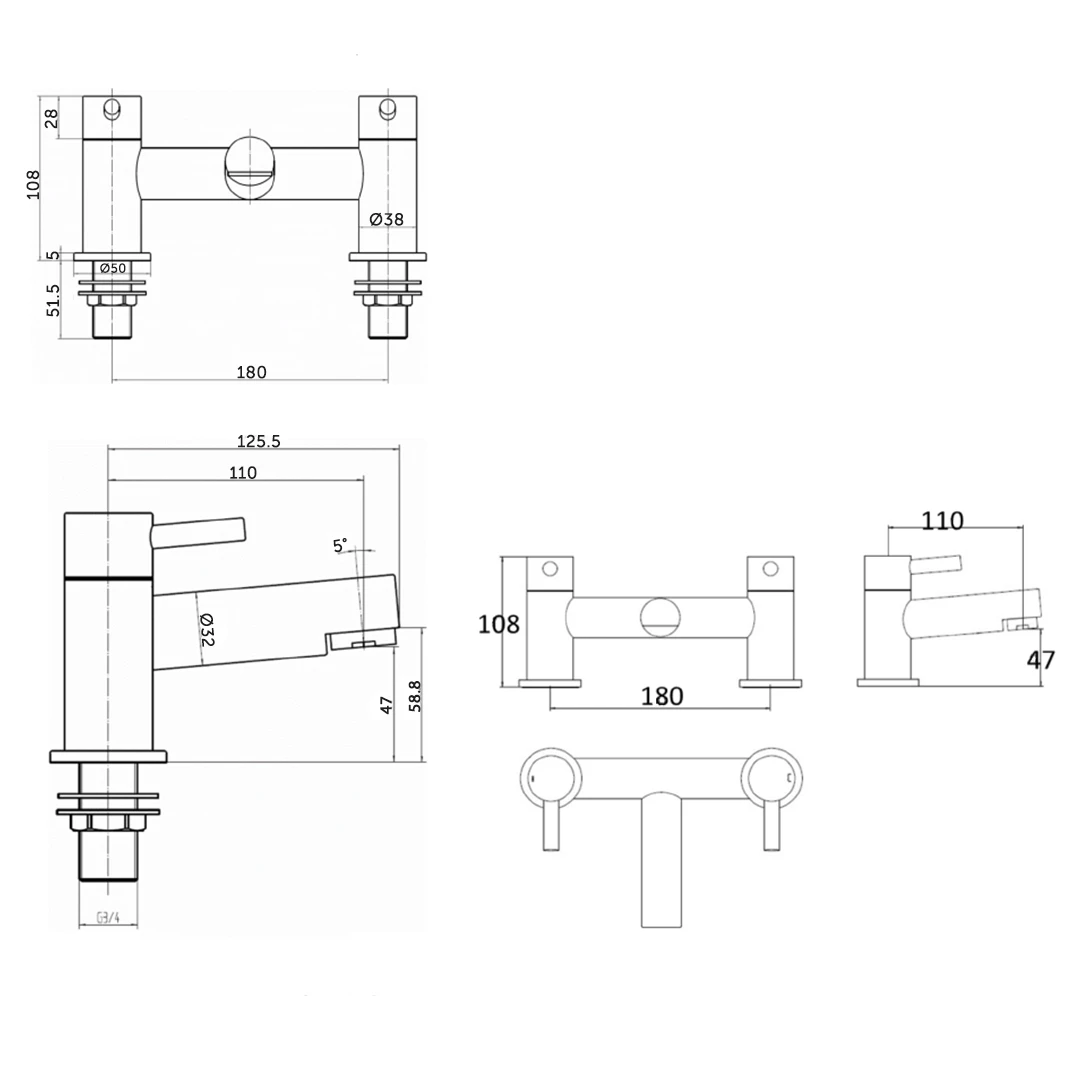 Sagittarius Piazza Deck Mounted Bath Filler 4 Sagittarius Piazza Deck Mounted Bath Filler - Image 2