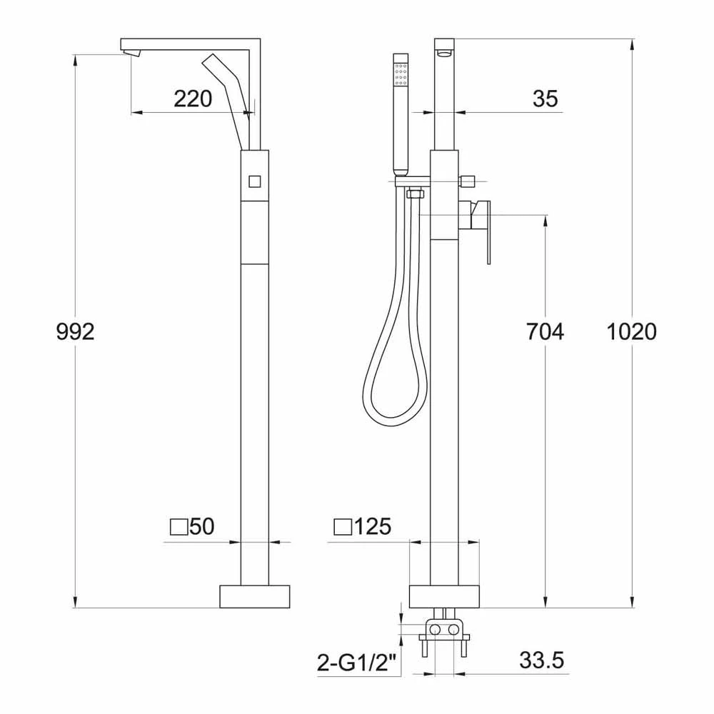 Sagittarius Blade Floor Mounted Bath Shower Mixer With Shower Kit 5 Sagittarius Blade Floor Mounted Bath Shower Mixer With Shower Kit - Image 3