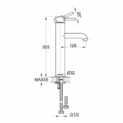 Sagittarius Ergo Extended Monobloc Basin Mixer -TAP WAREHOUSE Shop sagittarius technical specifications el209c