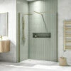Harbour I8 8mm 2m Tall Wetroom 2 Panel Pack - 1000mm X 1200mm - Brushed Brass 2 Harbour I8 8mm 2m Tall Wetroom 2 Panel Pack - 1000mm X 1200mm - Brushed Brass -TAP WAREHOUSE Shop scudo brushed brass 2panelpack wetroom panel lifestyle1