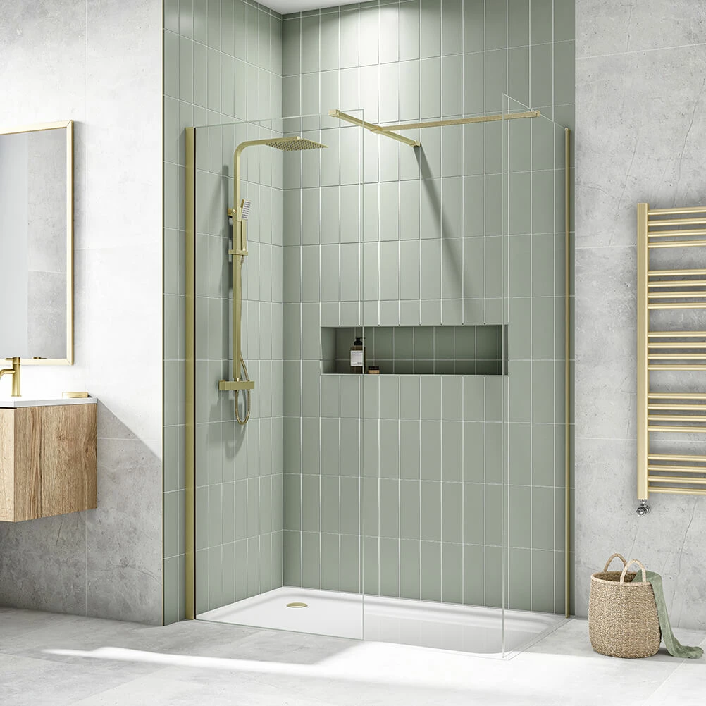 Harbour I8 8mm 2m Tall Wetroom 2 Panel Pack - 1000mm X 1200mm - Brushed Brass 3 Harbour I8 8mm 2m Tall Wetroom 2 Panel Pack - 1000mm X 1200mm - Brushed Brass