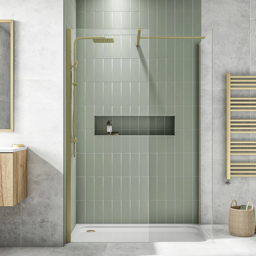 Harbour I8 8mm 2m Tall Wetroom 2 Panel Pack - 1000mm X 1200mm - Brushed Brass 4 Harbour I8 8mm 2m Tall Wetroom 2 Panel Pack - 1000mm X 1200mm - Brushed Brass - Image 2