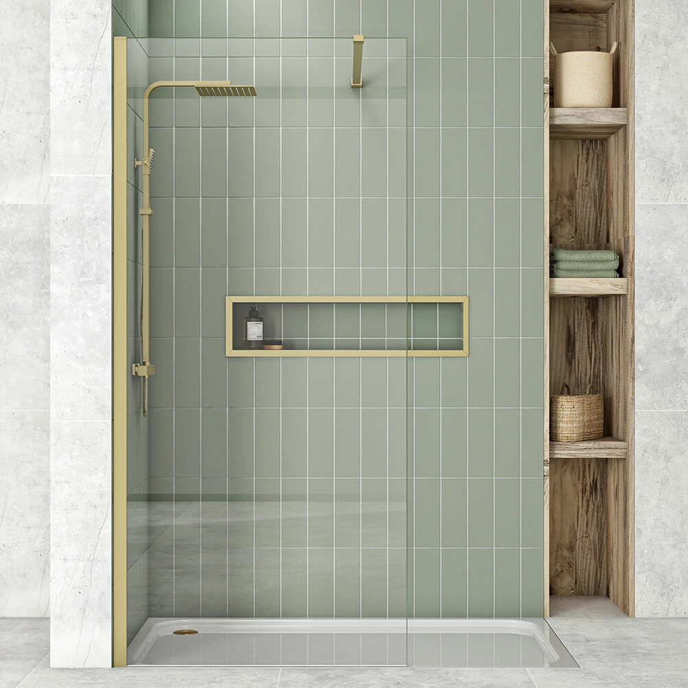 Harbour I8 760 8mm 2m Tall Easy Clean Wetroom Panel - Brushed Brass 4 Harbour I8 760 8mm 2m Tall Easy Clean Wetroom Panel - Brushed Brass - Image 2