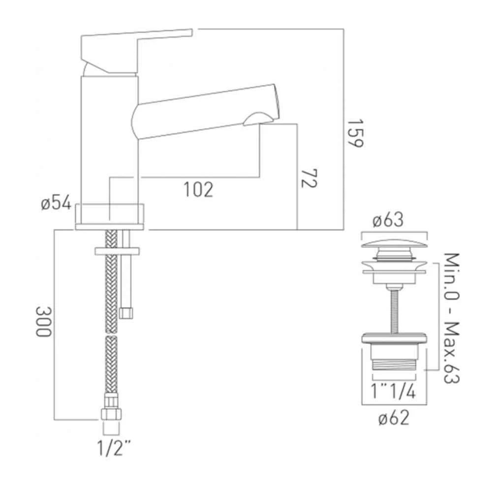 Vado Sense Basin Mono Mixer With Clicker Waste 7 Vado Sense Basin Mono Mixer With Clicker Waste - Image 5