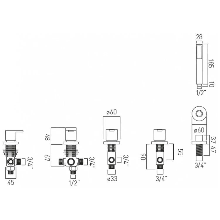 Vado Sense 2 Outlet Deck Mounted Mixer Valve With Pull-Out Handset 4 Vado Sense 2 Outlet Deck Mounted Mixer Valve With Pull-Out Handset - Image 2