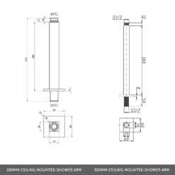 Carter Concealed Shower Valve, Fixed Shower Head, Handset & Overflow Bath Filler - 180mm Arm 12 Carter Concealed Shower Valve, Fixed Shower Head, Handset & Overflow Bath Filler - 180mm Arm -TAP WAREHOUSE Shop shower arm options 2 tech
