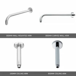 Nina Concealed Shower Valve, 300mm Head & Handset - 300mm Wall Arm 12 Nina Concealed Shower Valve, 300mm Head & Handset - 300mm Wall Arm -TAP WAREHOUSE Shop shower arm round selection 2 v3