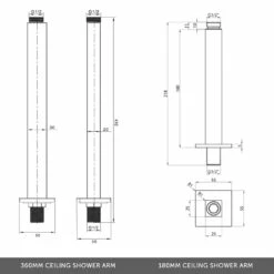 Flynn Concealed Shower Valve & Fixed Shower Head - 360mm Arm 10 Flynn Concealed Shower Valve & Fixed Shower Head - 360mm Arm -TAP WAREHOUSE Shop shower ceiling arm options techs 1
