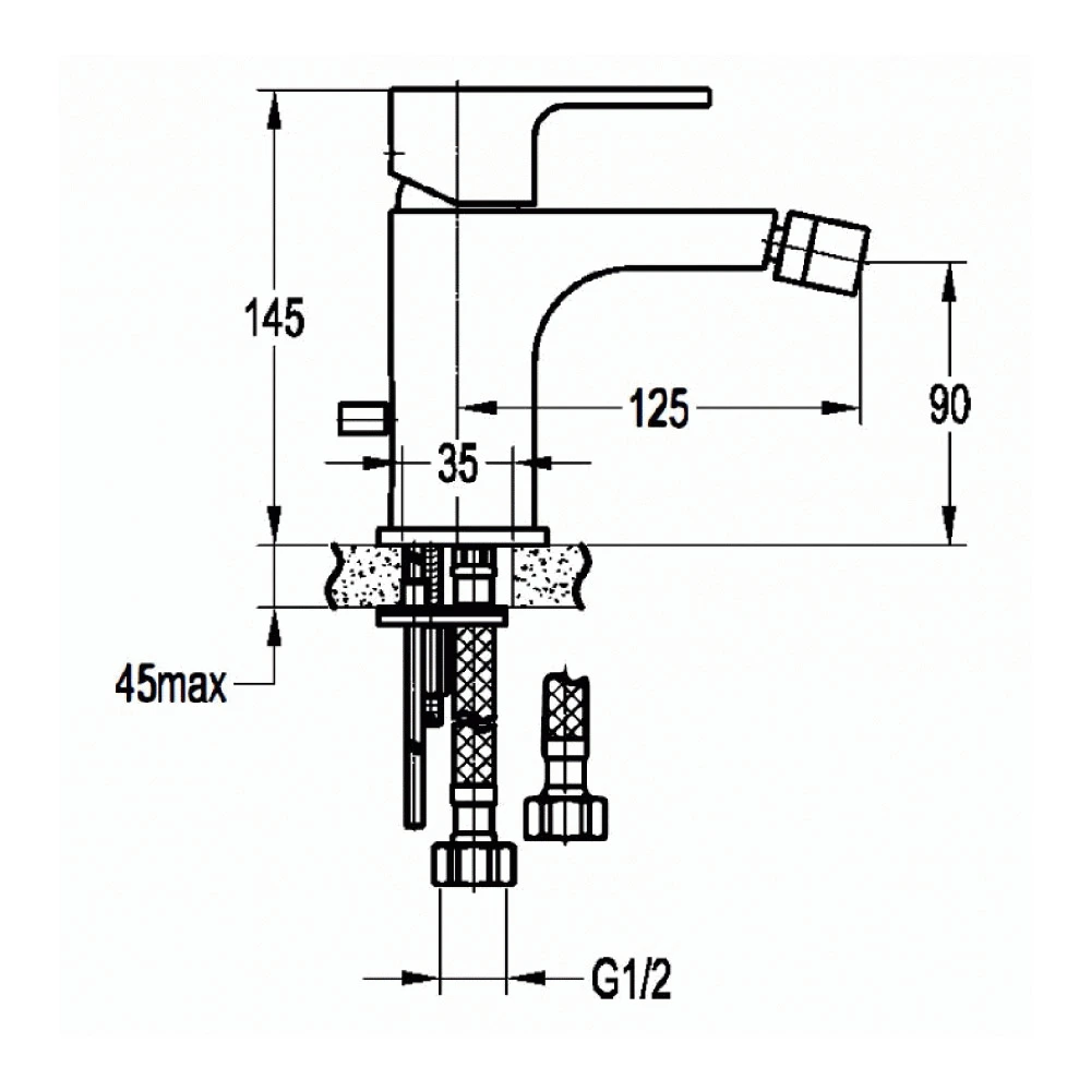 Flova Smart Mono Bidet Mixer With Clicker Waste 4 Flova Smart Mono Bidet Mixer With Clicker Waste - Image 2