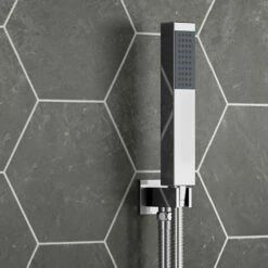 Zane Concealed Shower Valve With 400mm Head, Handset & Overflow Bath Filler - 380mm Wall Arm 12 Zane Concealed Shower Valve With 400mm Head, Handset & Overflow Bath Filler - 380mm Wall Arm -TAP WAREHOUSE Shop square hand shower kit with wall outlet bracket