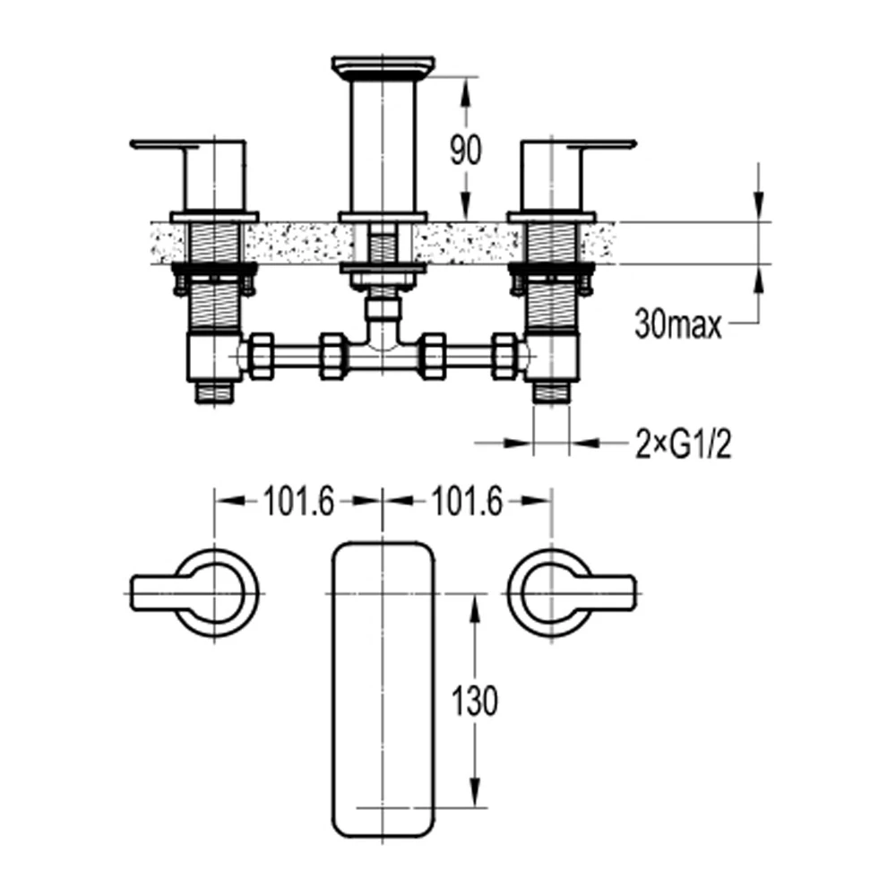 Flova Spring 3 Hole Basin Mixer With Clicker Waste 6 Flova Spring 3 Hole Basin Mixer With Clicker Waste - Image 4