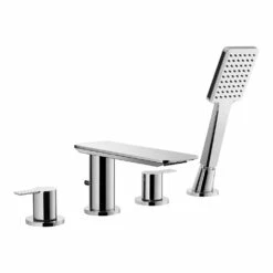 Flova Spring 4 Hole Deck Mounted Bath Shower Mixer With Pull Out Handset