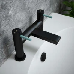 The Tap Factory Vibrance Vanto Black Deck Mounted Bath Filler With Ivory Handles 13 The Tap Factory Vibrance Vanto Black Deck Mounted Bath Filler With Ivory Handles -TAP WAREHOUSE Shop tap factory vanto black bath filler blue handles indices lifestyle