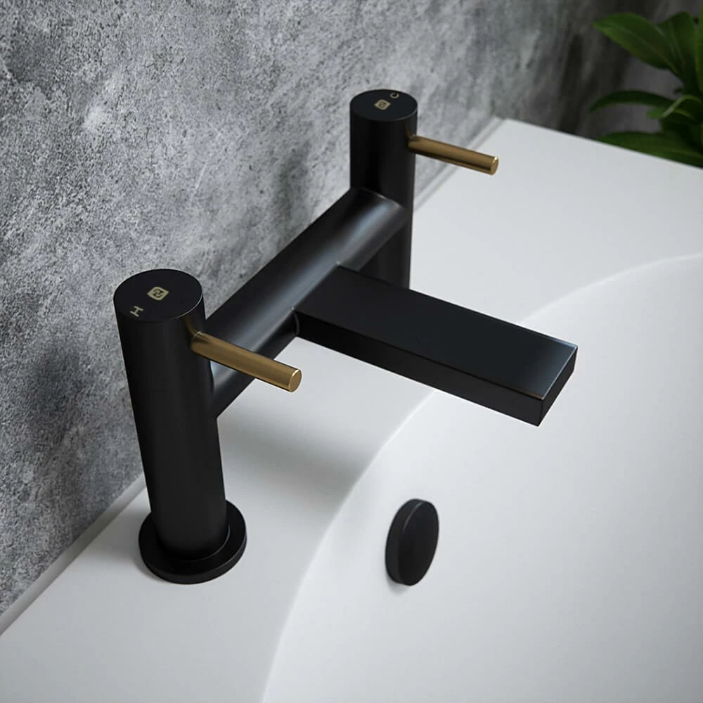 The Tap Factory Vibrance Vanto Black Deck Mounted Bath Filler With Ivory Handles 4 The Tap Factory Vibrance Vanto Black Deck Mounted Bath Filler With Ivory Handles - Image 2