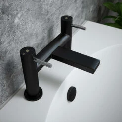 The Tap Factory Vibrance Vanto Black Deck Mounted Bath Filler With Ivory Handles 14 The Tap Factory Vibrance Vanto Black Deck Mounted Bath Filler With Ivory Handles -TAP WAREHOUSE Shop tap factory vanto black bath filler chrome handles indices lifestyle