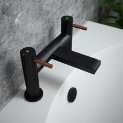 The Tap Factory Vibrance Vanto Black Deck Mounted Bath Filler With Ivory Handles 15 The Tap Factory Vibrance Vanto Black Deck Mounted Bath Filler With Ivory Handles -TAP WAREHOUSE Shop tap factory vanto black bath filler copper handles indices lifestyle