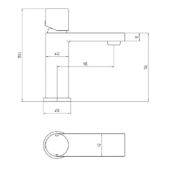 The Tap Factory Vibrance Polished Copper Mono Basin Mixer With Chrome Handle And Basin Waste 15 The Tap Factory Vibrance Polished Copper Mono Basin Mixer With Chrome Handle And Basin Waste -TAP WAREHOUSE Shop tap factory vibrance basin mixer tech drawing 2