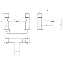 The Tap Factory Vibrance Polished Copper Deck Mounted Bath Filler With Vanto Black Handles 15 The Tap Factory Vibrance Polished Copper Deck Mounted Bath Filler With Vanto Black Handles -TAP WAREHOUSE Shop tap factory vibrance bath filler tech drawing