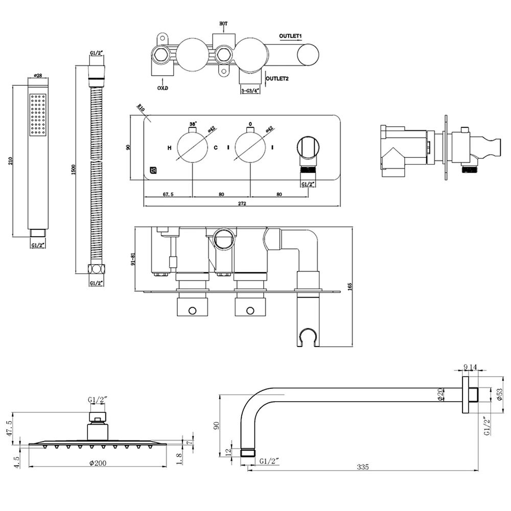 The Tap Factory Vibrance Brushed Nickel WRAS Approved Concealed Thermostatic Shower Valve With Fixed Shower Head And Shower Handset 6 The Tap Factory Vibrance Brushed Nickel WRAS Approved Concealed Thermostatic Shower Valve With Fixed Shower Head And Shower Handset - Image 4
